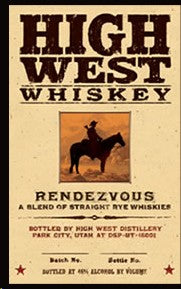 HIGH WEST WHISKEY RENDEZVOUS RYE 750 ML (6)