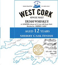 WEST CORK IRISH WHISKEY SINGLE MALT 12 YEAR SHERRY CASK FINISH 750 ML (6)