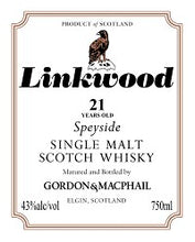 Load image into Gallery viewer, LINKWOOD SCOTCH SINGLE MALT 21 YEAR BY GORDON &amp; MACPHAIL 750 ML (6)
