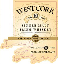 WEST CORK IRISH WHISKEY SINGLE MALT 10 YEAR 750 ML (6)