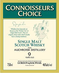 AUCHROISK SCOTCH SINGLE MALT 9 YEAR BY GORDON & MACPHAIL 750 ML (6)